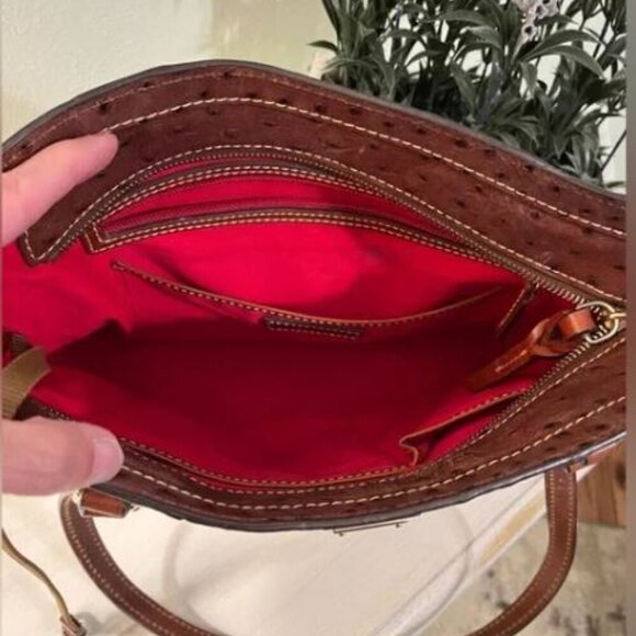 🔥🔥🔥Dooney & Bourke Ostrich collection Lexington Tote tan and brown leather - Picture 9 of 15